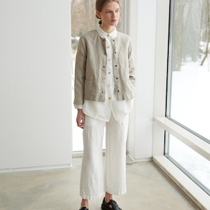 Francis Natural Grey Jacket - Medium Weight Linen Jacket - Linen Jacket ...