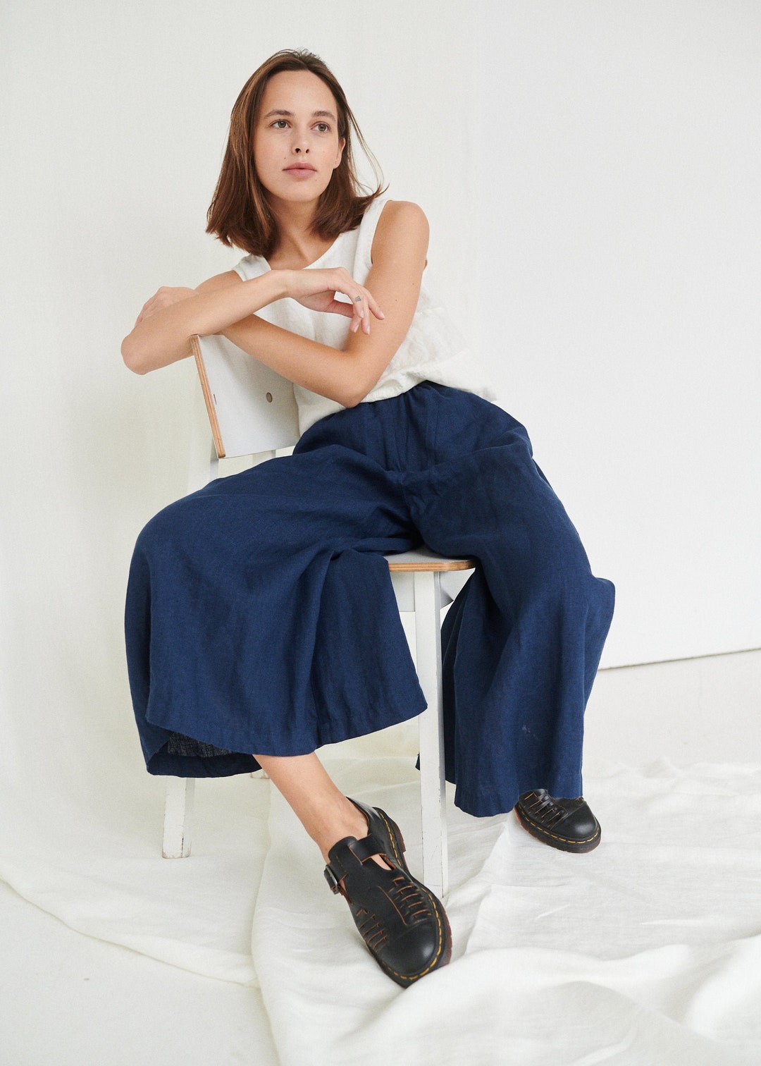 Ready to Ship Clementine Trousers clementine Palazzo Linen Culottes ...