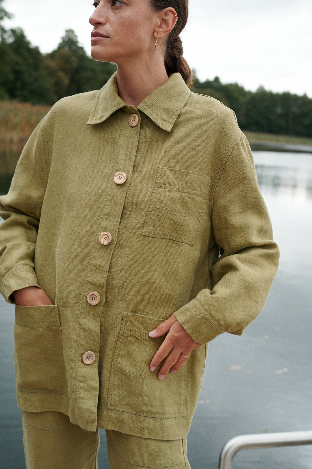 ★GENERAL IDEA★ UNISEX loose fit work jacket [OLIVE KHAKI] MUSINSA | GENERAL IDEA Loose fit work jacket [OLIVE KHAKI