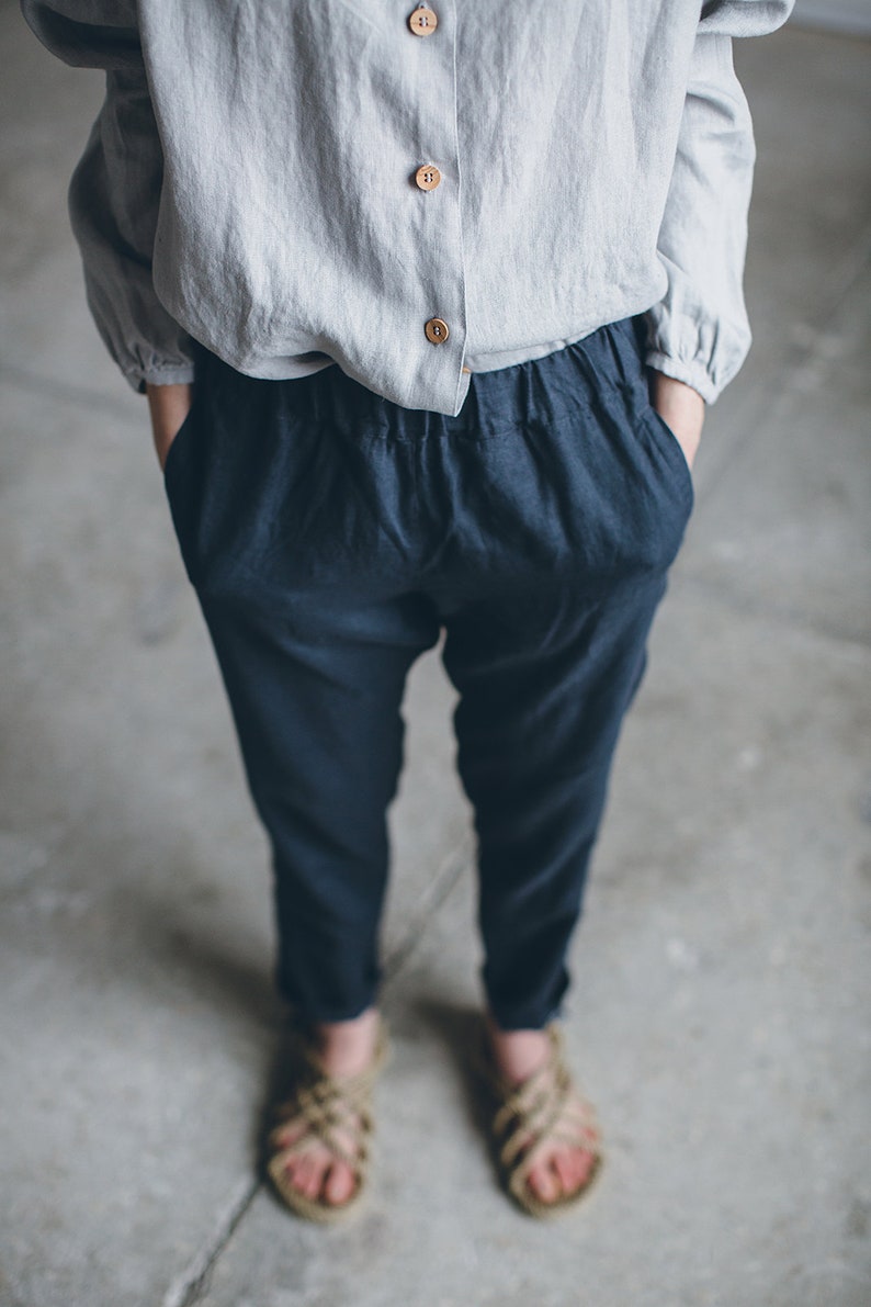 Nova graphite grey trousers Tapered linen pants Linen pants Linen trousers image 3
