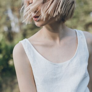 Malibu milky white top Linen top Linen blouse Linen tank top Linen crop top image 3