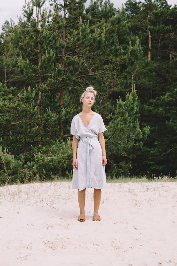 Mimosa Ice Grey Dress Wrap Dress Loose 