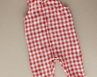 Gingham linen baby jumpsuit (unisex)