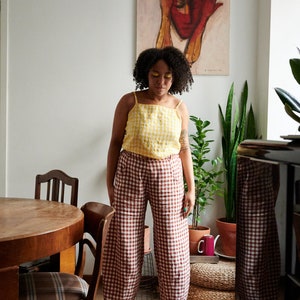 Frankie Terracotta Gingham Trousers Linen pants Linen Trousers Gingham Linen Trousers image 2