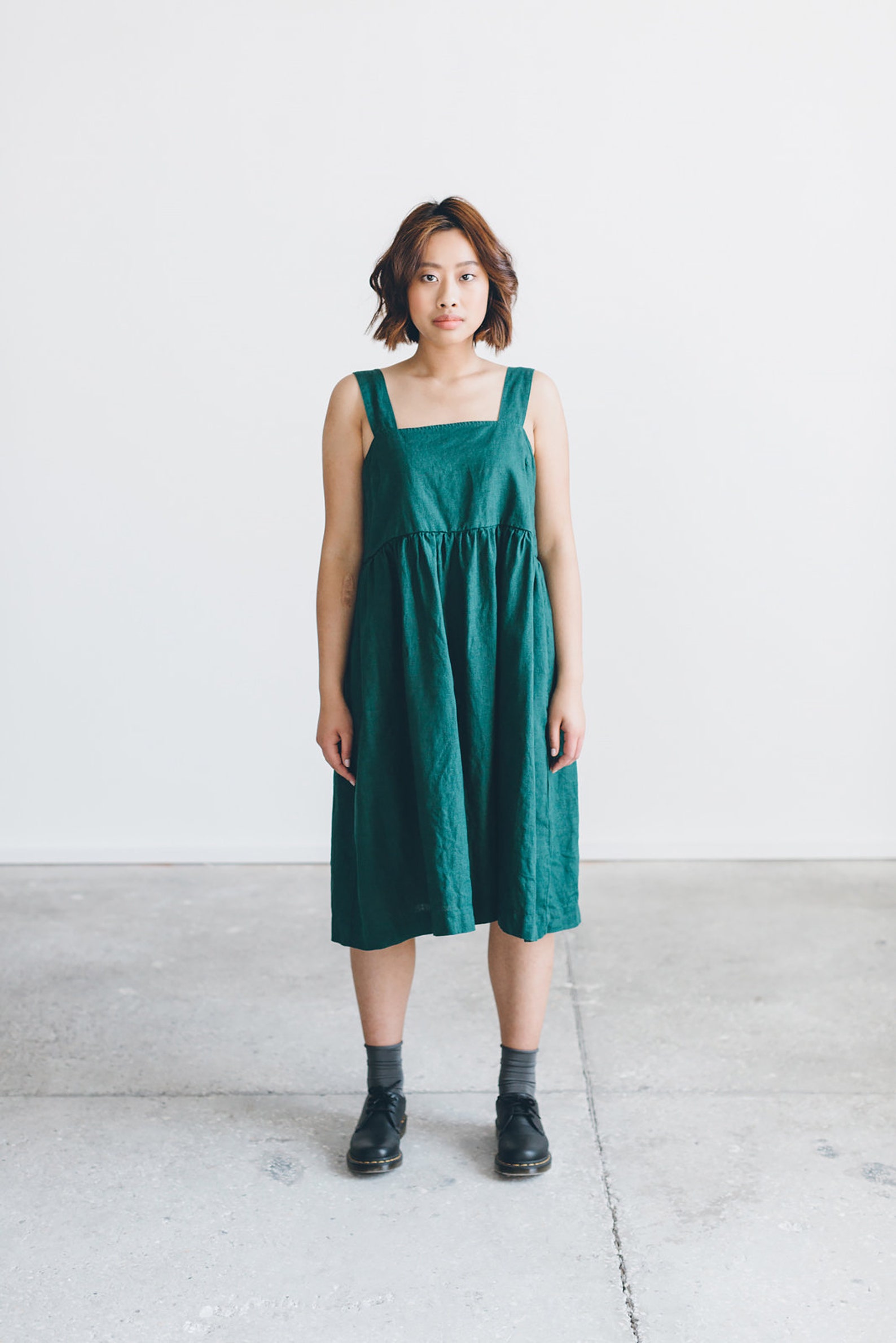 Summer Emerald Green Dress Linen Dress Summer Linen Dress - Etsy