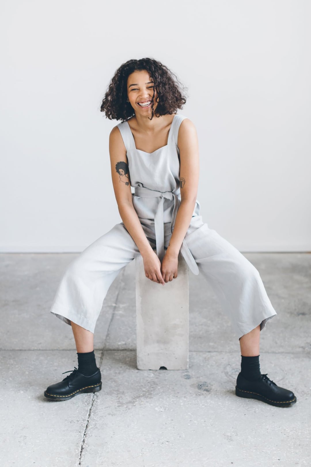 Naomi Ice Grey Jumpsuit - Linen Jumpsuit - Oversized Jumpsuit