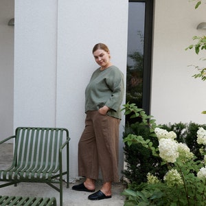 Culotte Linen Pants - Ocean Checks