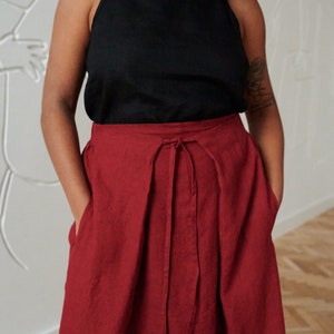 Fern burgundy red skirt - Long linen skirt - High waist linen skirt - Soft linen skirt - Washed linen skirt - Maxi skirt image 3