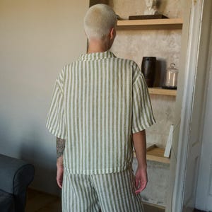 Pyjama short sleeved shirt - GOTS/Vegan - Blue stripe