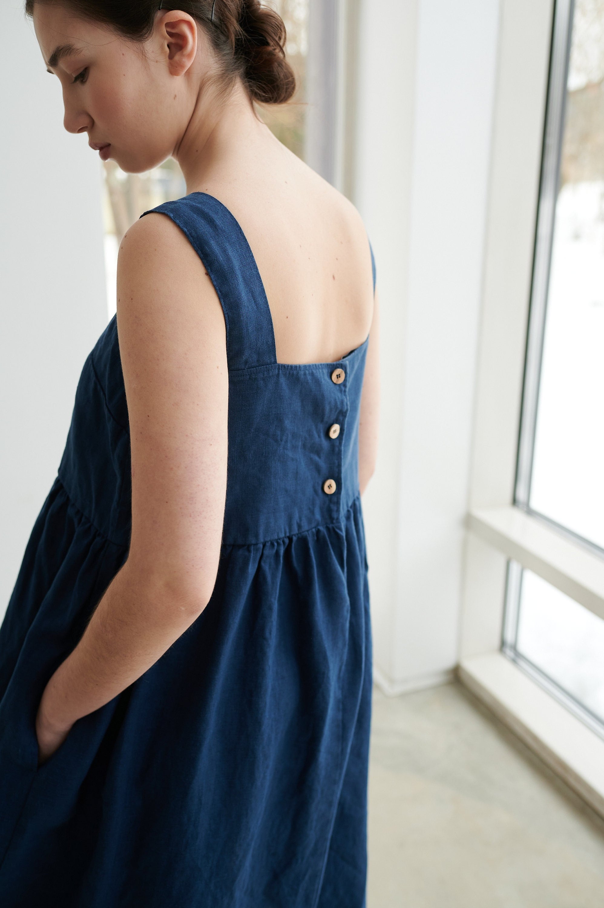 african long dresses for ladies African Dresses | Indigo African Print Summer Dress main image 0