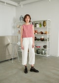 Crop Red Gingham Top - Basic Linen Top - Linen Tank Top - Linen Blouse - Gingham Linen