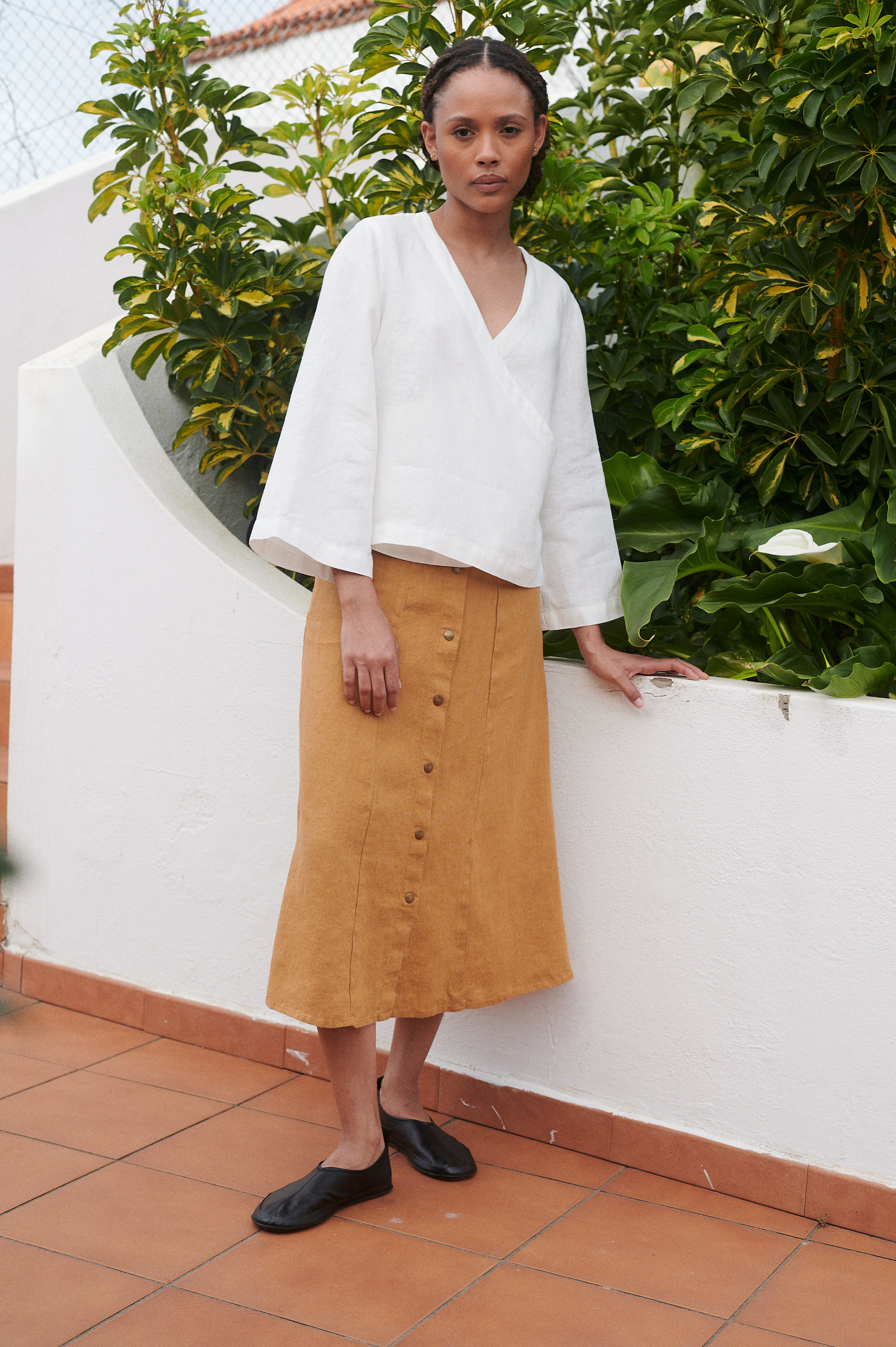 Georgia Milky White Linen Top - Wrap Top - Wrap Linen Top - Linen