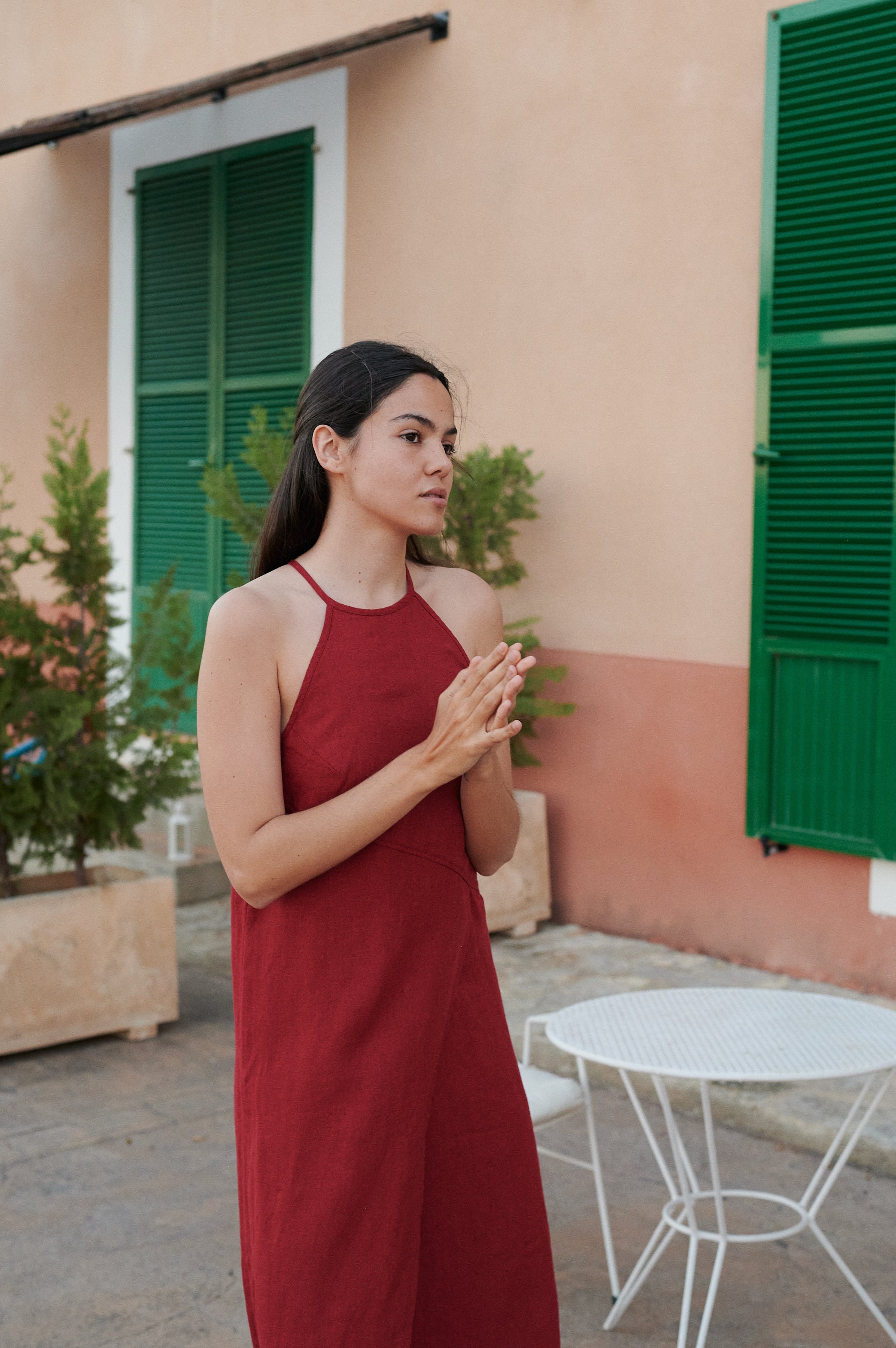 knee length dresses for ladies Penny Lane Red Linen Blend Mini Dress - US 4 main image 1