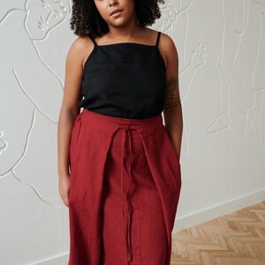 Fern burgundy red skirt - Long linen skirt - High waist linen skirt - Soft linen skirt - Washed linen skirt - Maxi skirt image 5