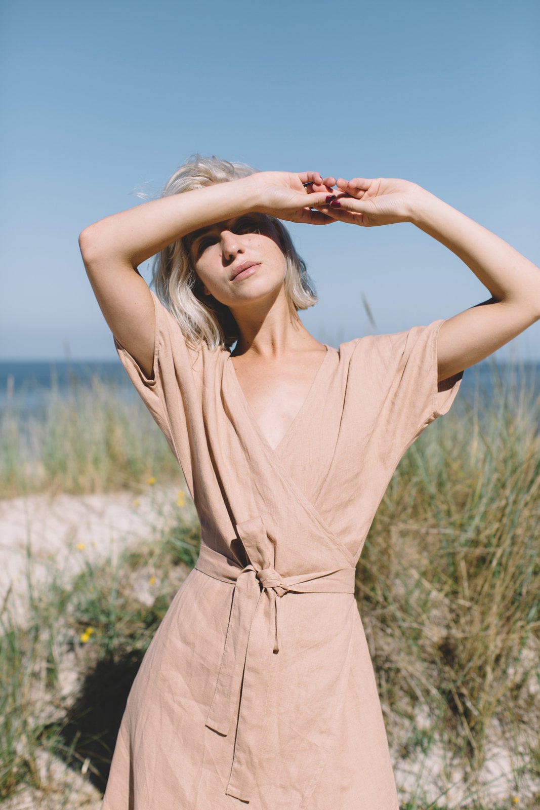 Mimosa Dusty Peach Dress - Maternity Dress - Wrap Linen Dress