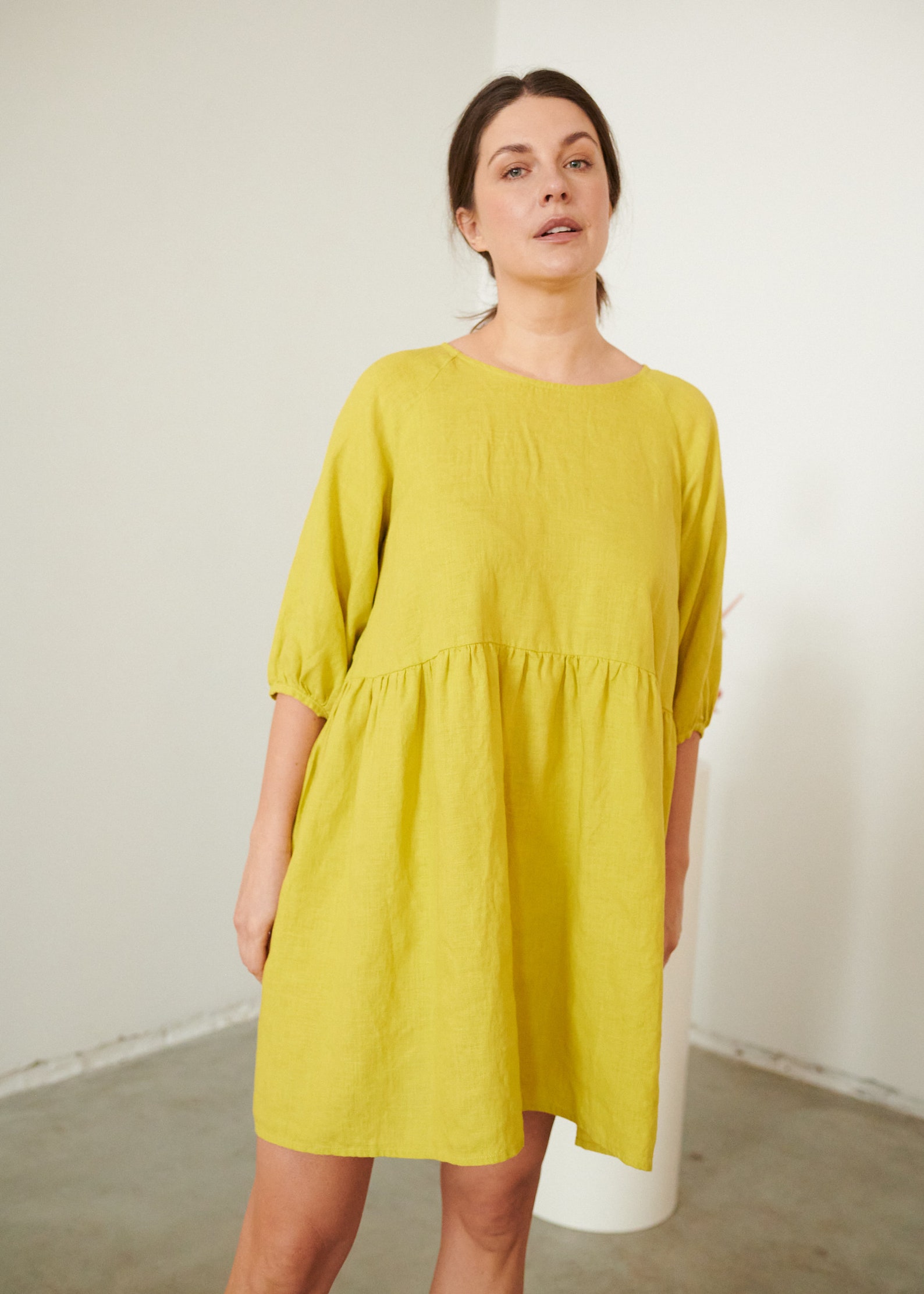 Beth Lemon Yellow Dress Linen Dress Summer Linen Dress | Etsy