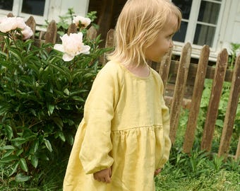 Girls Flowing Linen Dress