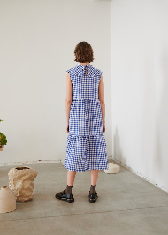 Molly Blue Gingham Dress Gingham Linen 