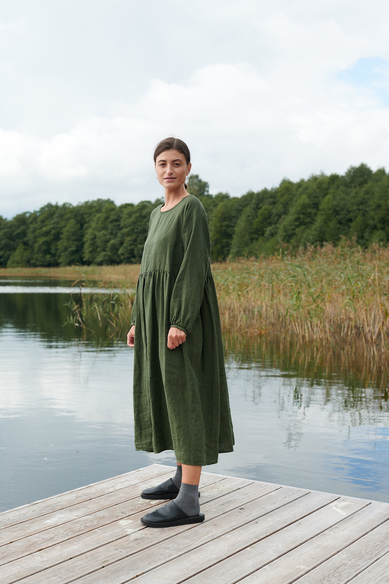 Oversized Linen Dress - Green