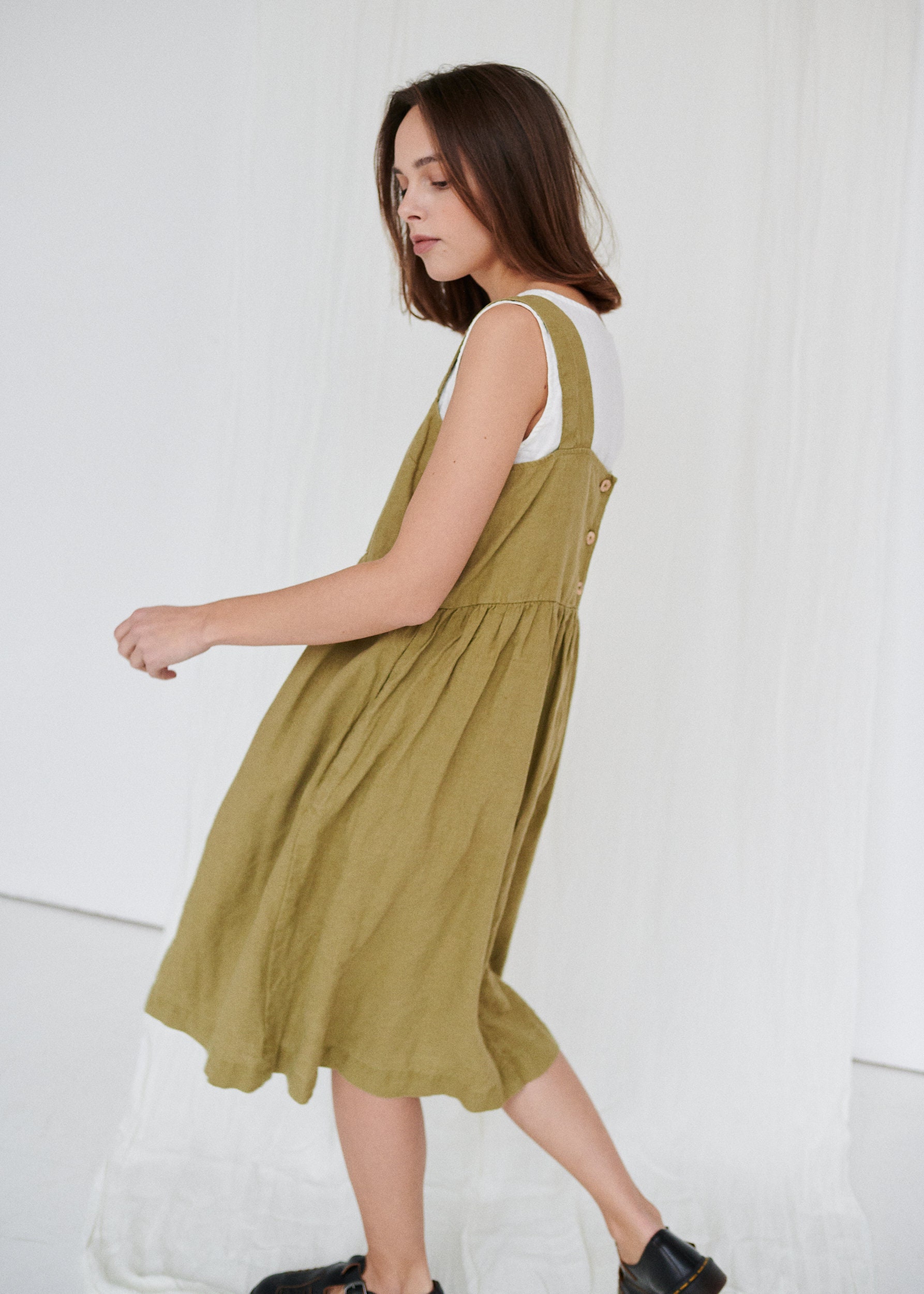 simple black a line dress Linen A-Line Maxi Dress in Black - M - Shop STATESIDE Dresses main image 0