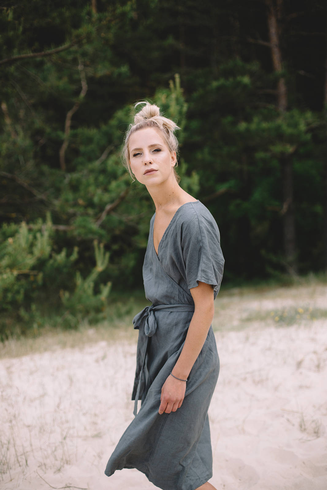Mimosa Platinum Grey Dress Wrap Linen 
