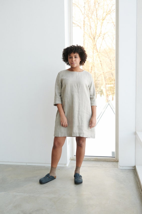 Janid Natural Grey Dress Linen Simple 