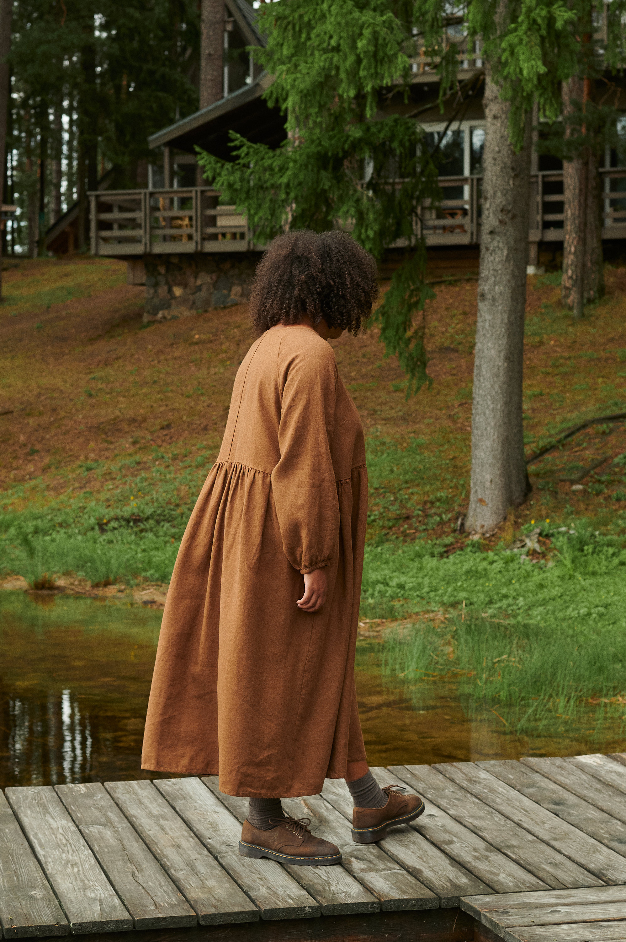 brown smock dress Short Sleeve Button Front - Round Neck, Summer - Almond and the pockets give a practical element. Womens Threadbare Chocolate Brown Petite
