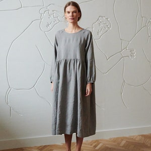 Ice-Grey Linen Dress