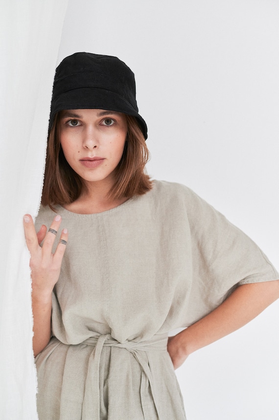 Summer linen hat Heavy linen hat Natural linen bucket hat