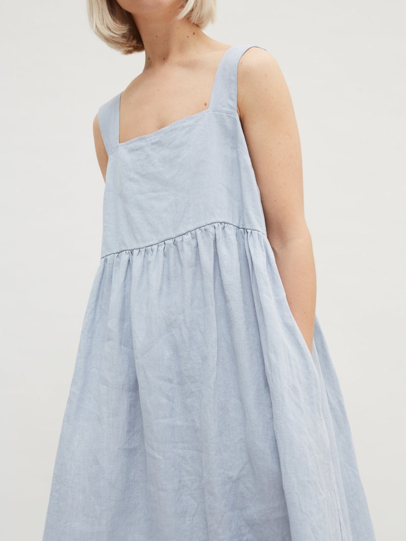 Loose linen pinafore dress from LinenFox on Etsy.