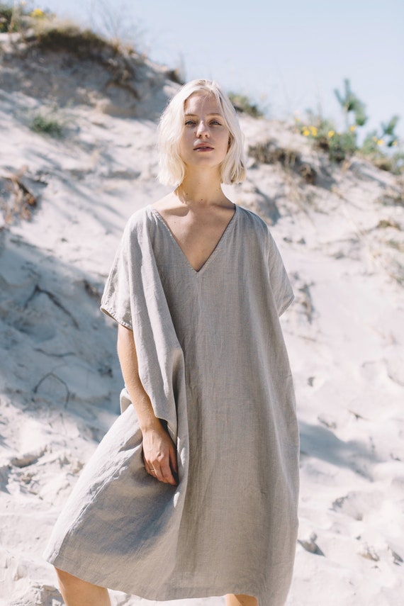 Baggy linen dress discount