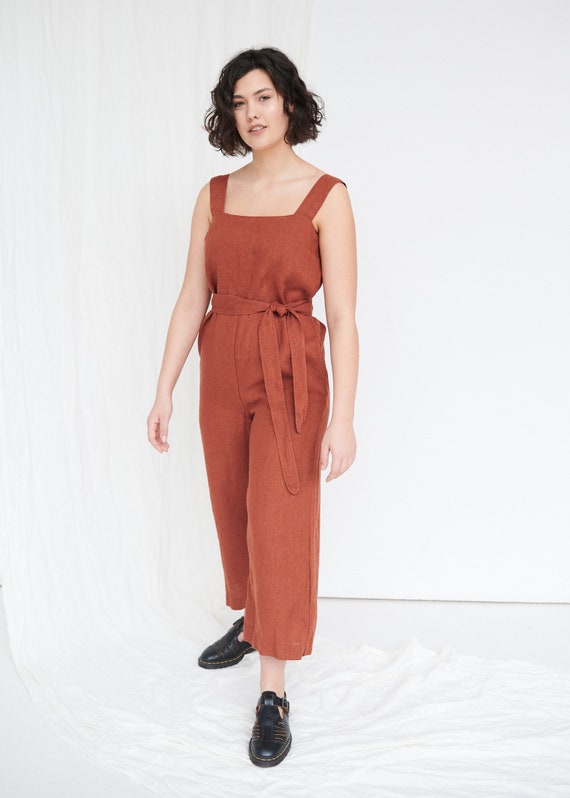 Oversized Loose Dungarees Women Stretchy Jumpsuit Linen