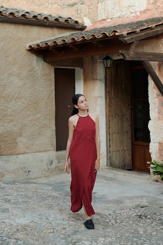 chinese dress ladies Draped Spaghetti Strap Midi Dress main image 0