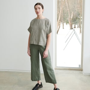 Ocean Pine Green Trousers Linen Pants Linen Trousers Linen Culottes ...