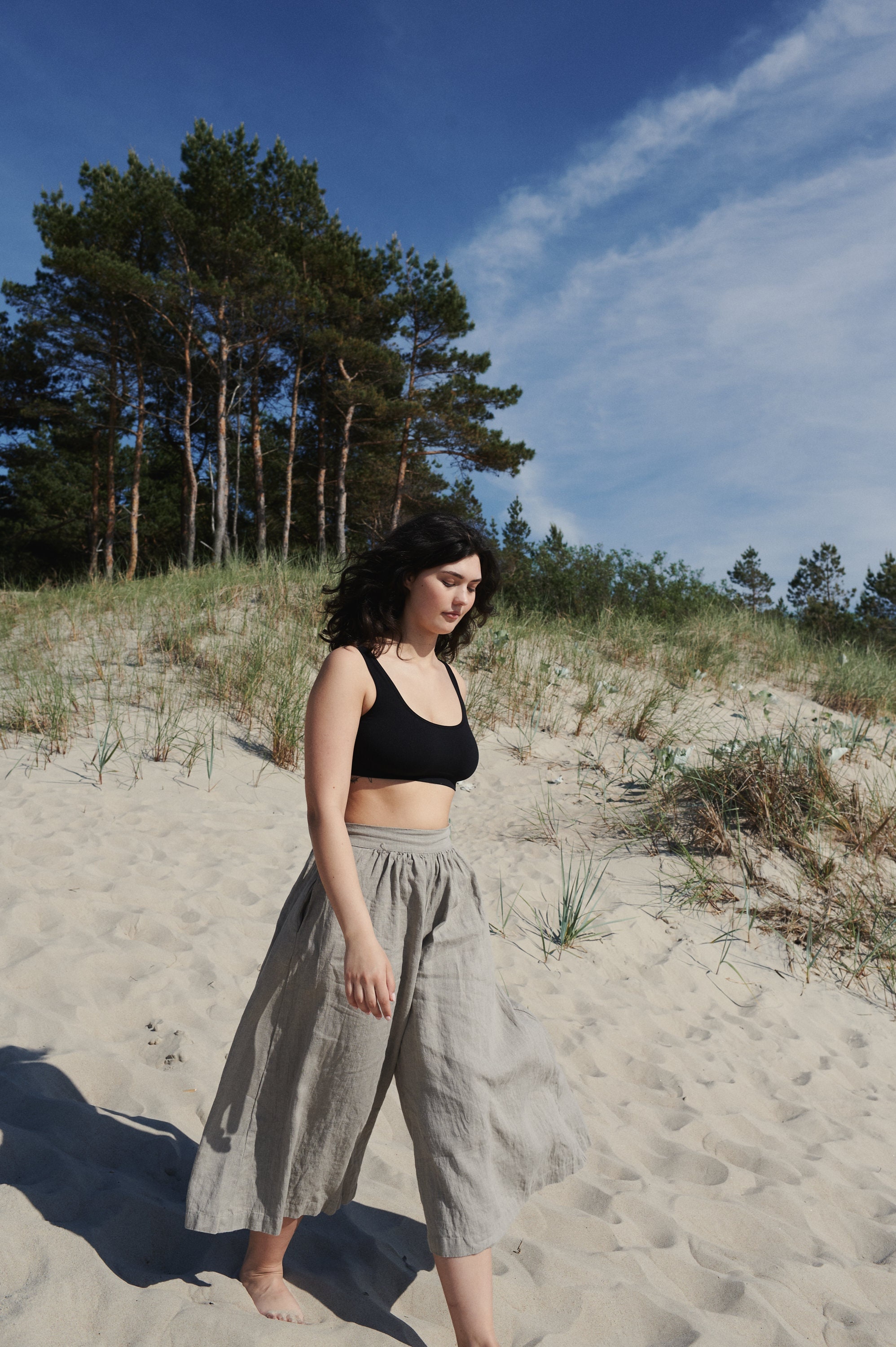 Clementine natural grey trousers - Culottes - Linen Culottes - Wide linen pants - Linen pants - Soft linen pants - Summer pants