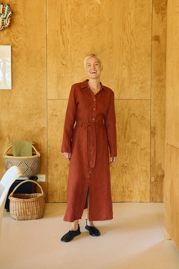 Ready to Ship - Adele Heavy Linen Utility Dress - Heavy Linen Dress - Maxi  Linen Dress - Utility Dress - Button up Dress - - Etsy