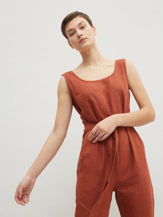 linen jumpsuit etsy