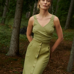 Marquise Wrap Crop Top Olive