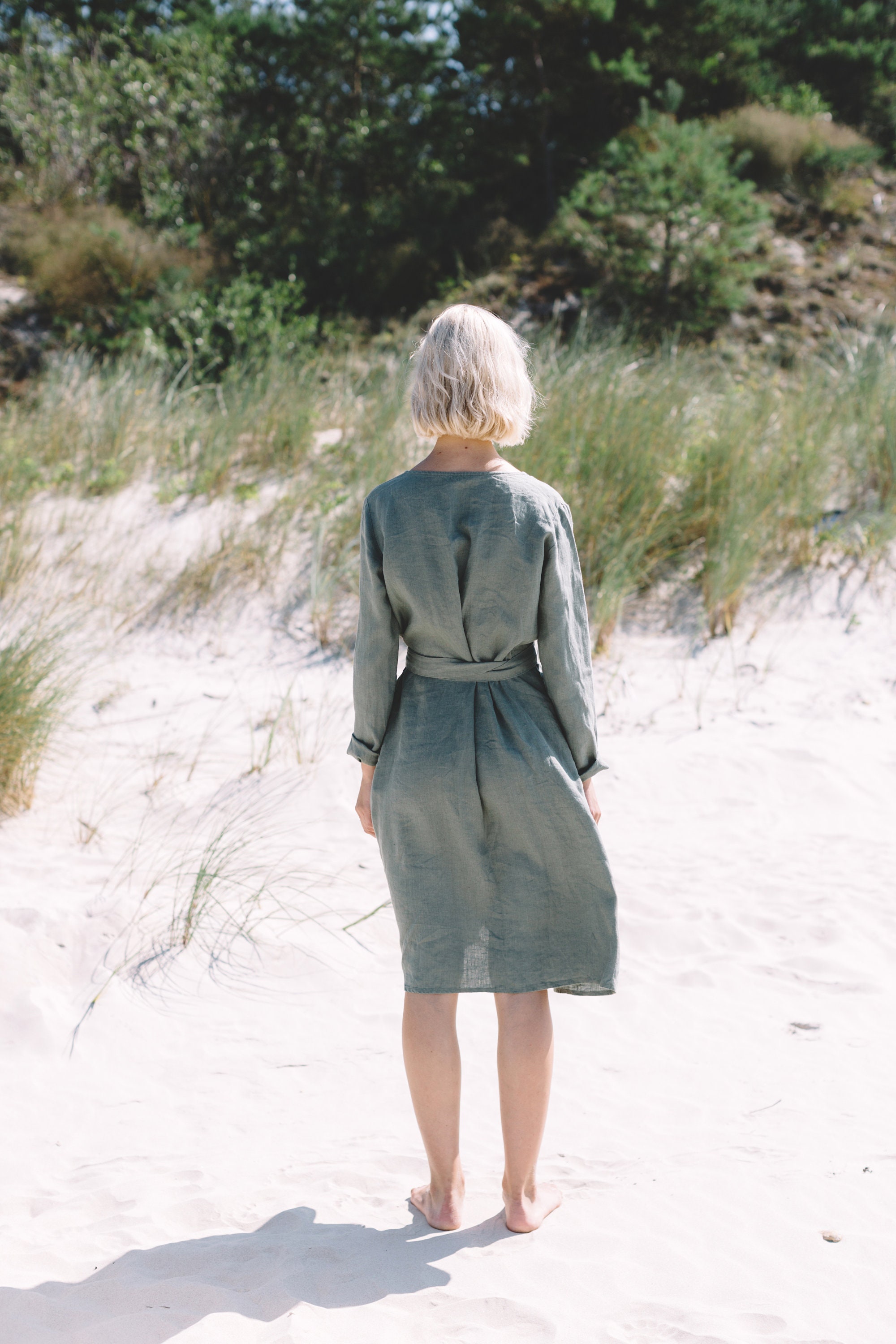 Robe Boho Lagenlook ROSEMARINE Mint En Lin - Taille M Neuve Avec étiquette Italie