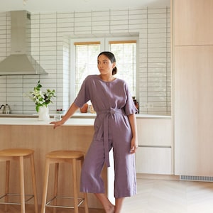 Olivia dusty lavender jumpsuit - Linen jumpsuit - Oversized jumpsuit - Summer jumpsuit - Linen romper - Linen overall - Wide leg jumpsuit