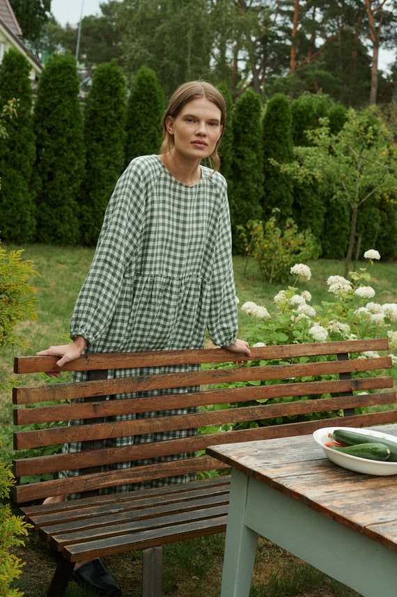 green emerald velvet dress Gingham Print Maxi Dress main image 0