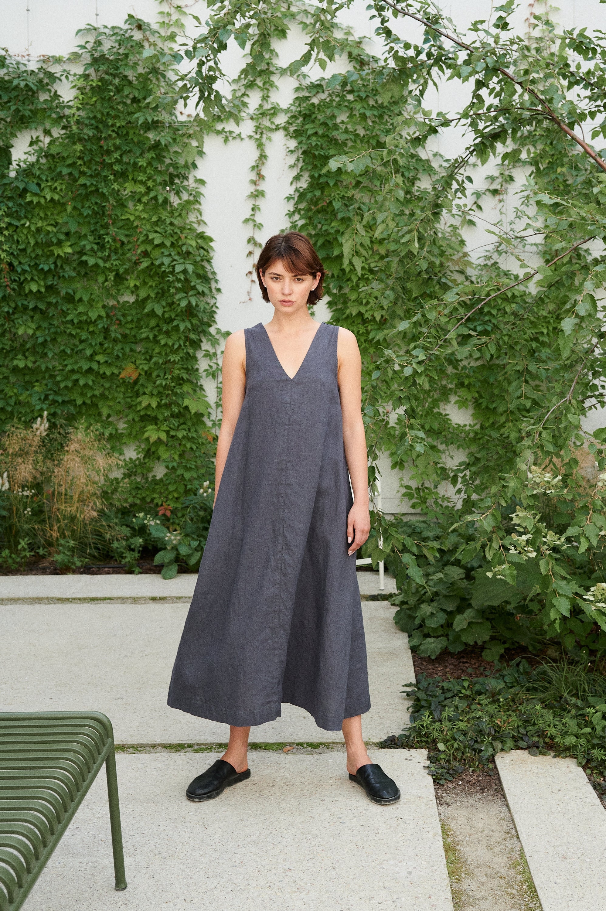 【Raucohouse】Ethnic linen see-through long sleeve Mojito Cross Hatch Linen Blend Mandarin Collar Long Sleeve