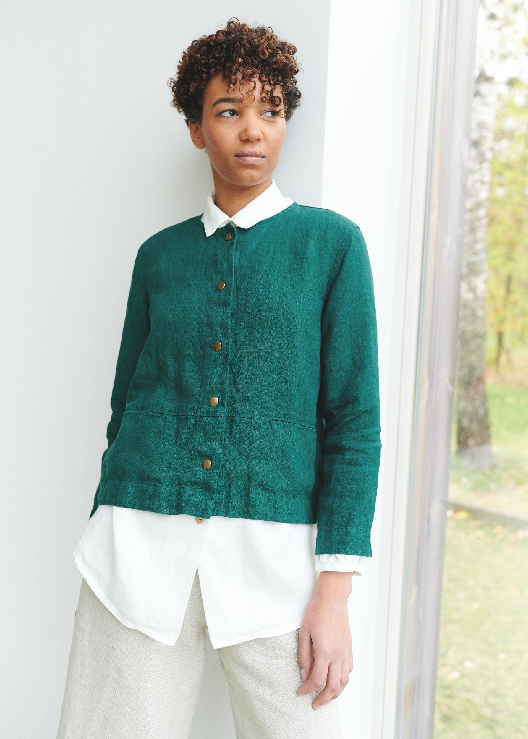 Emerald Jacket Francis Emerald Green Jacket - Medium Weight Linen Jacket - Linen ...