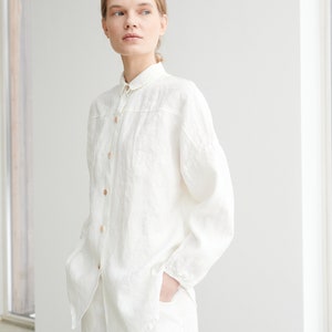 Lyn Milky White Shirt Loose Linen Shirt Linen Shirt Drop - Etsy