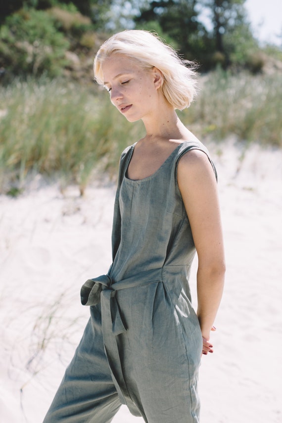 linen jumpsuit etsy
