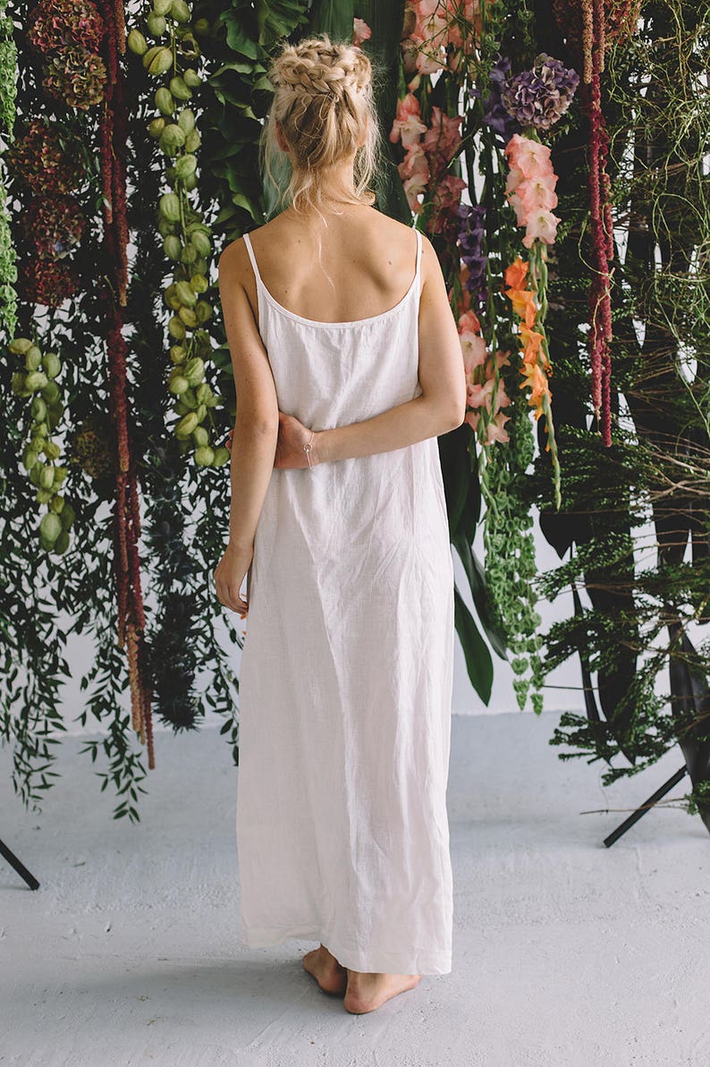Africa dress Milky white linen dress Summer dress Minimal linen dress Linen women clothes Linen dress Simple linen dress