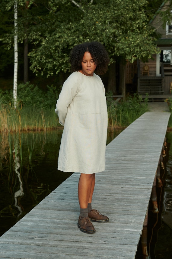 thick linen dress Selma Heavy Linen Dress
