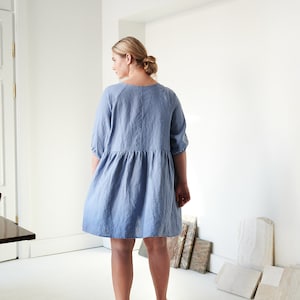 Beth sky blue dress - Linen dress - Summer linen dress - Short Linen dress