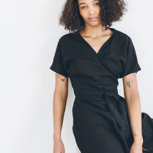 Mimosa black dress - Wrap dress - Maternity linen dress - Linen dress - Wrap linen dress - Convertible dress - Summer linen dress