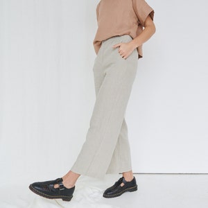 Ocean natural grey trousers Linen pants Linen trousers Linen culottes Washed linen pants Simple linen pants Wide linen pants image 5